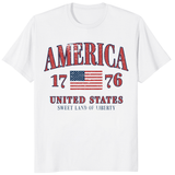 Retro America 4th of July Preppy Patriotic Shirt in White
