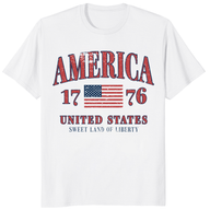 Retro America 4th of July Preppy Patriotic Shirt in White