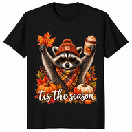Retro autumn raccoon shirt in Black