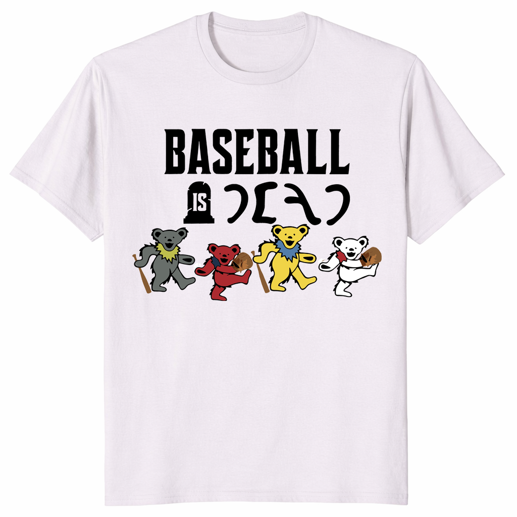 Retro Baseball Fan Gift tee with bold Baseball Is Dead bear artwork