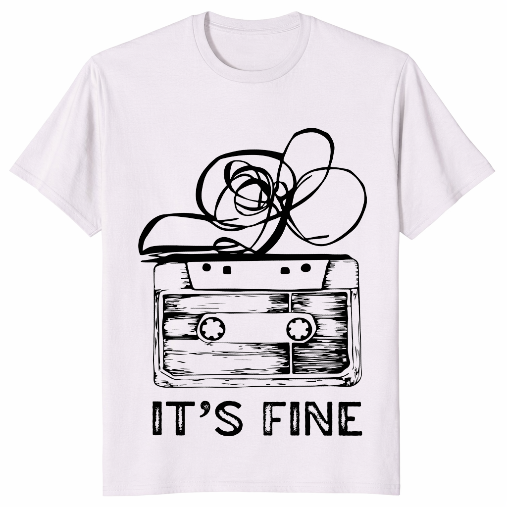 Retro cassette tape shirt ice grey