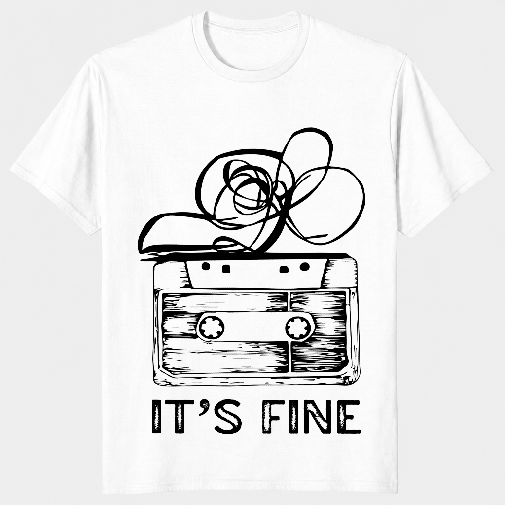 Retro cassette tape shirt white