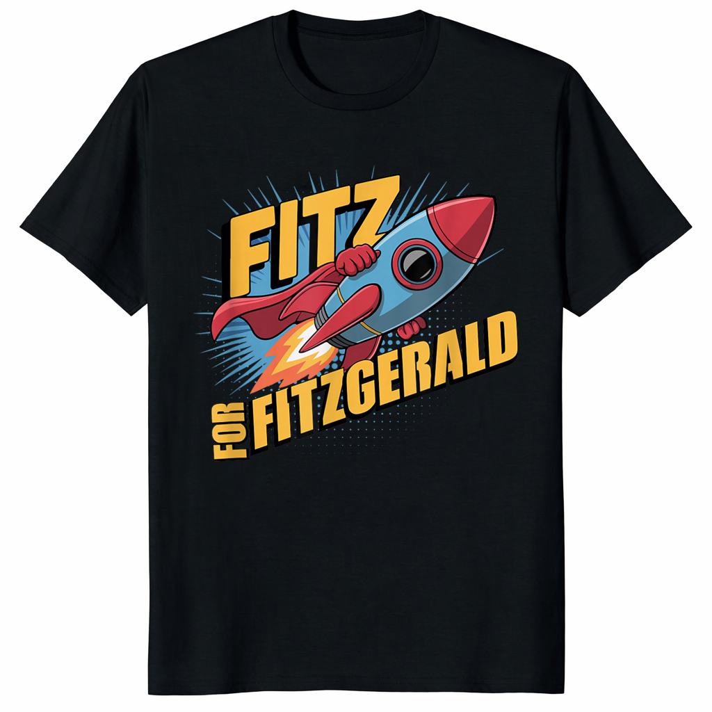 Retro Rocket Ship T-Shirt — Fitz For Fitzgerald Shirt | Personalized Name Graphic Tee | Cuccico