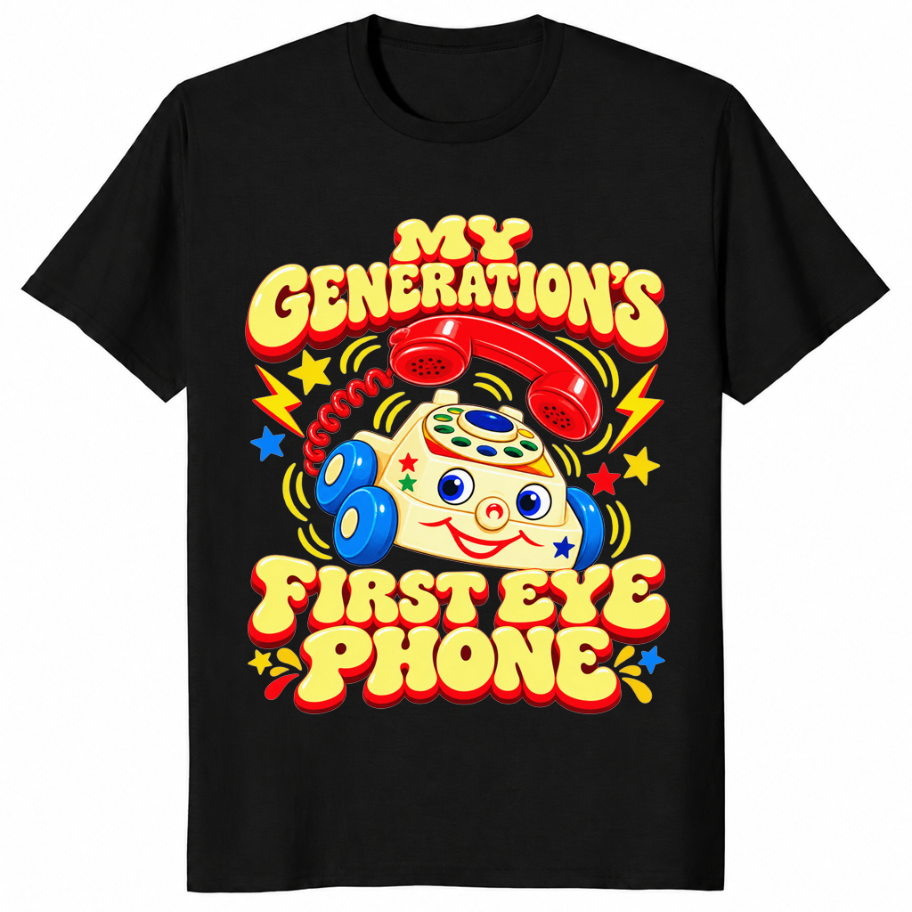 Retro toy phone shirt in black