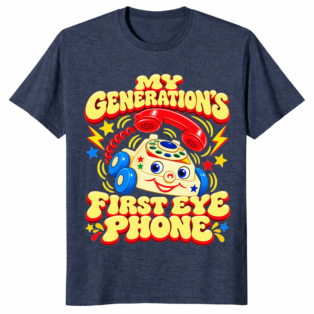 Retro toy phone shirt in heather navy