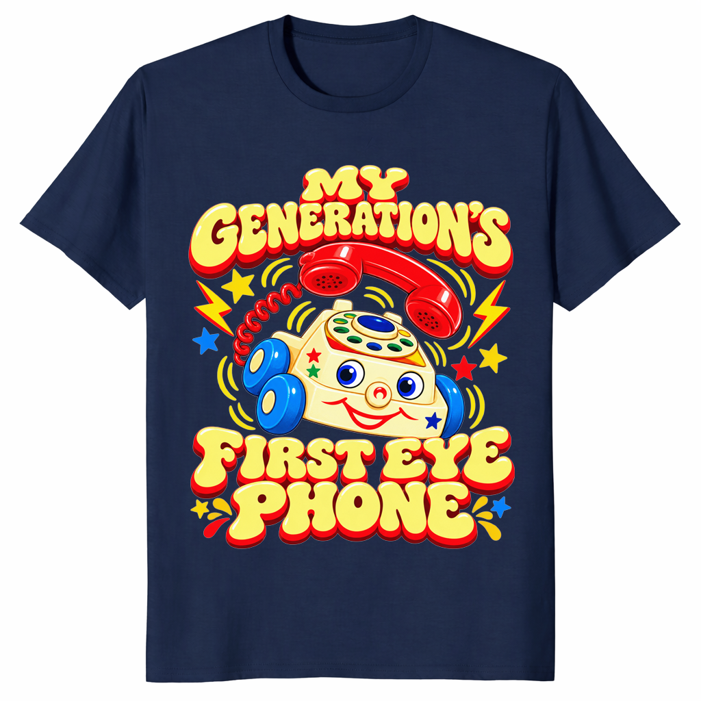 Retro toy phone shirt in navy