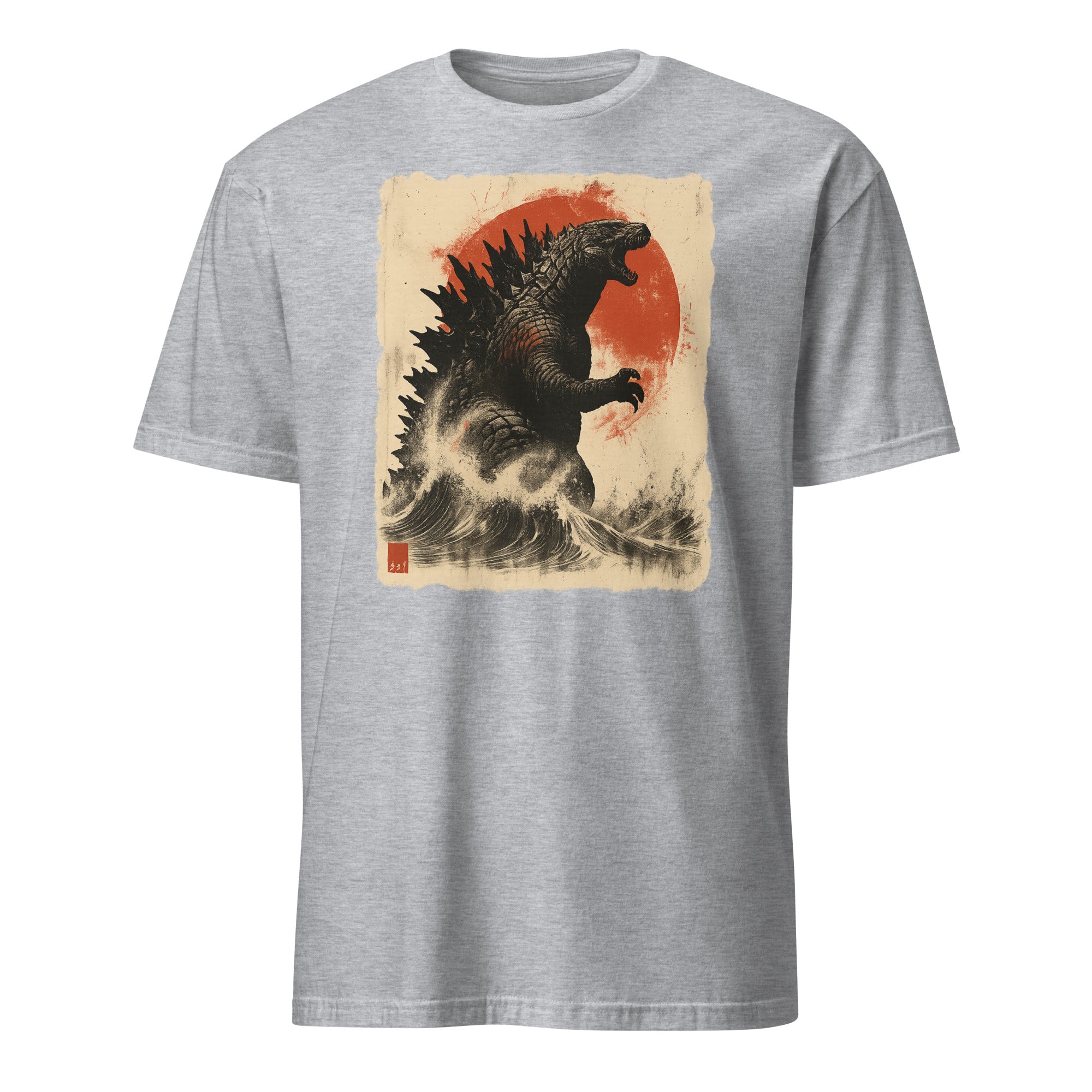 Retro Vintage Godzilla Great Wave T-Shirt in Sport Grey by Cuccico