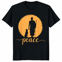 Retro Zen “Walk for Peace” monk and dog lover minimalist spiritual t-shirt