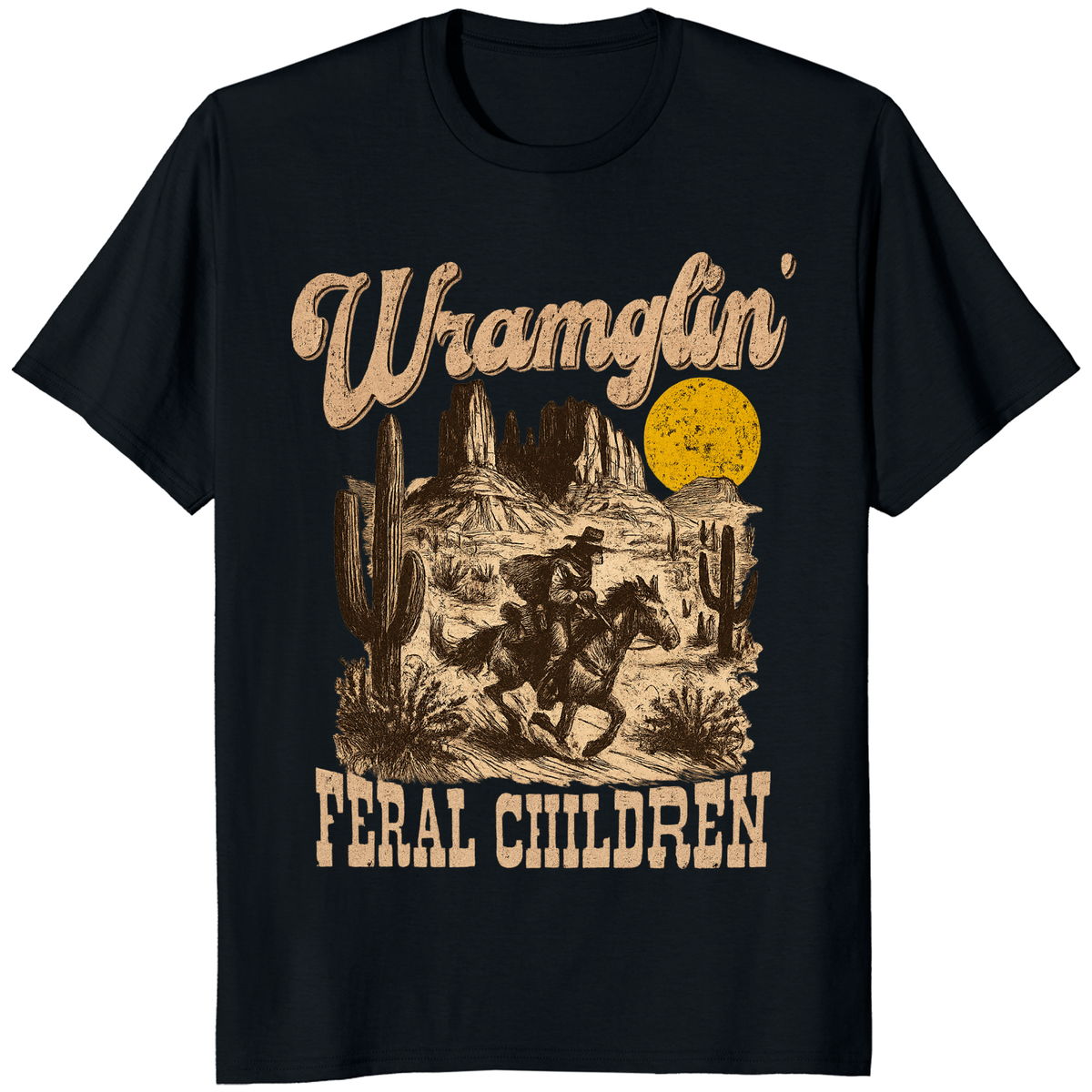 Retro Wranglin' Feral Children Raccoon Tee | Western Vintage Gift – Cuccico | Cuccico Design