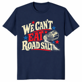 Road salt shirt in navy, funny winter slogan tee
