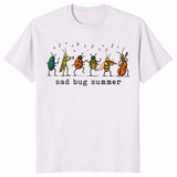 Ice Grey Sad Bug Summer shirt with a small miserable insect in indie aesthetic linework