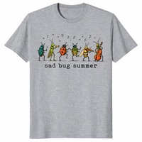 Sport Grey Sad Bug Summer shirt with a small miserable insect in indie aesthetic linework