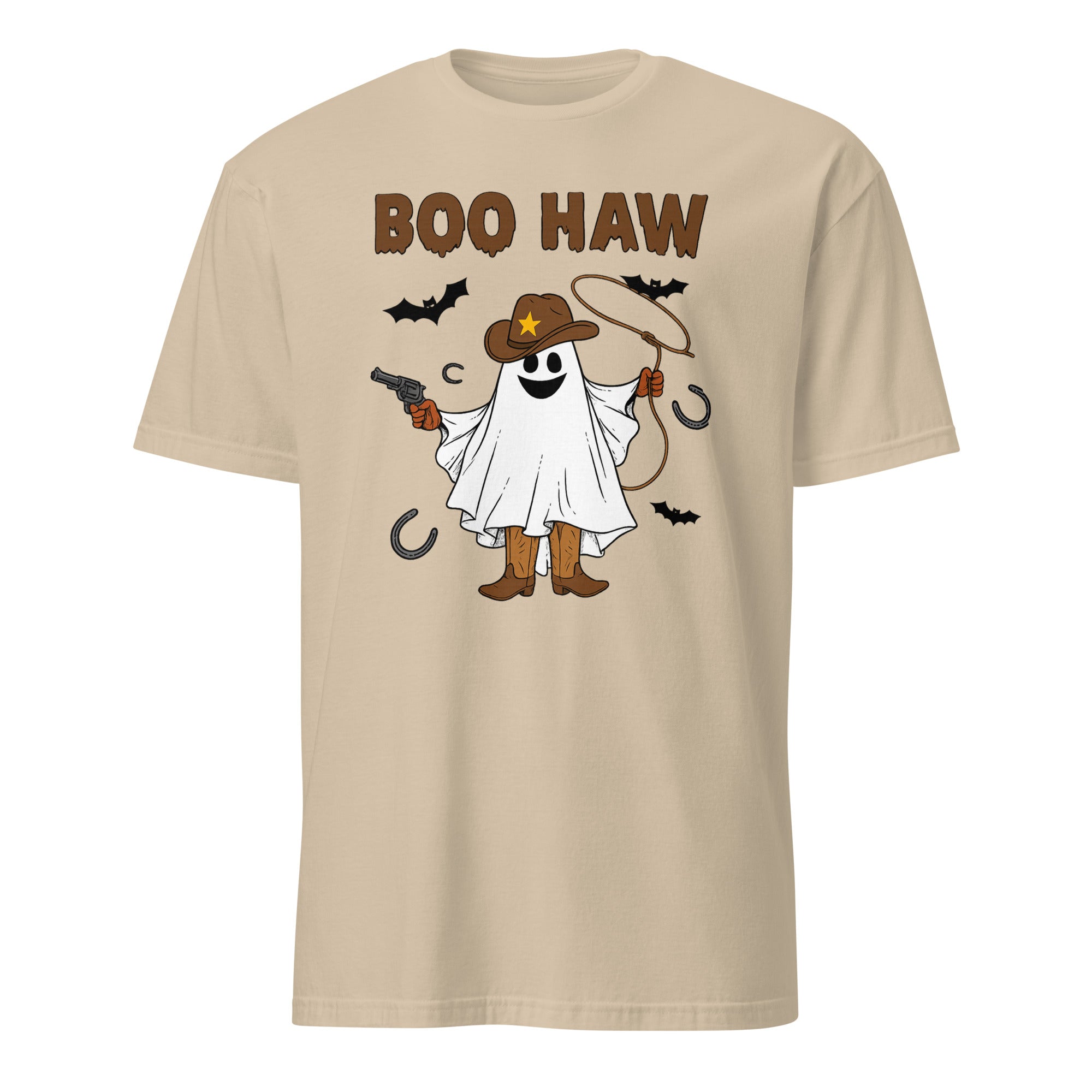 Boo Haw Shirt in Sand – Ghost Cowboy Spooky Fall Western Tee by Cuccico