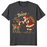 Dark heather grey vintage Santa boop reindeer t-shirt