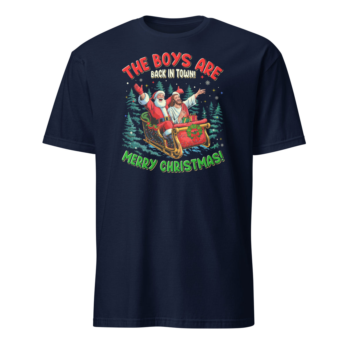 Santa Jesus Christmas Shirt – Boys Are Back In Town Funny Christmas Tee | Cuccico | Cuccico