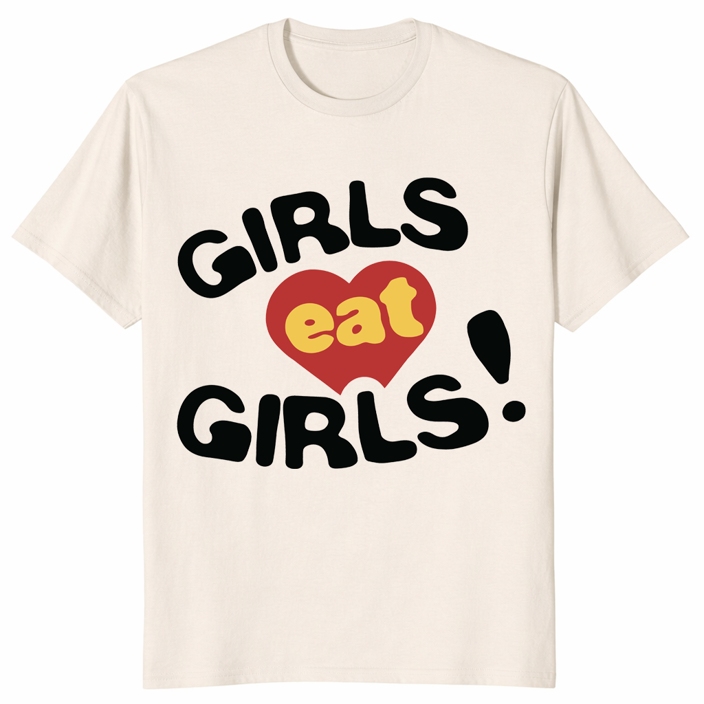 Sapphic WLW pride statement tee with Girls Eat Girls graphic print