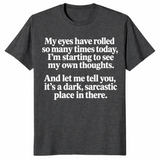 Sarcastic eye roll shirt in dark heather grey