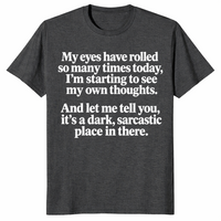 Sarcastic eye roll shirt in dark heather grey