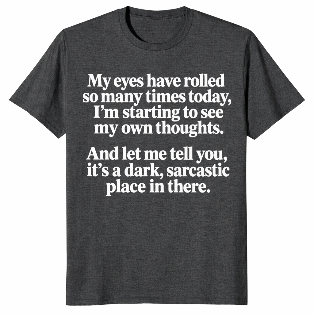 Sarcastic eye roll shirt in dark heather grey
