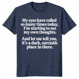 Sarcastic eye roll shirt in heather navy