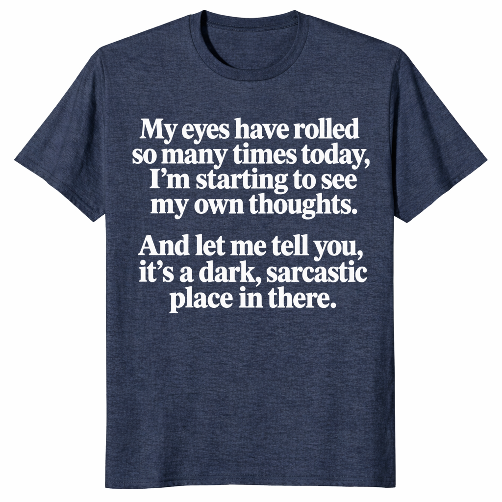 Sarcastic eye roll shirt in heather navy