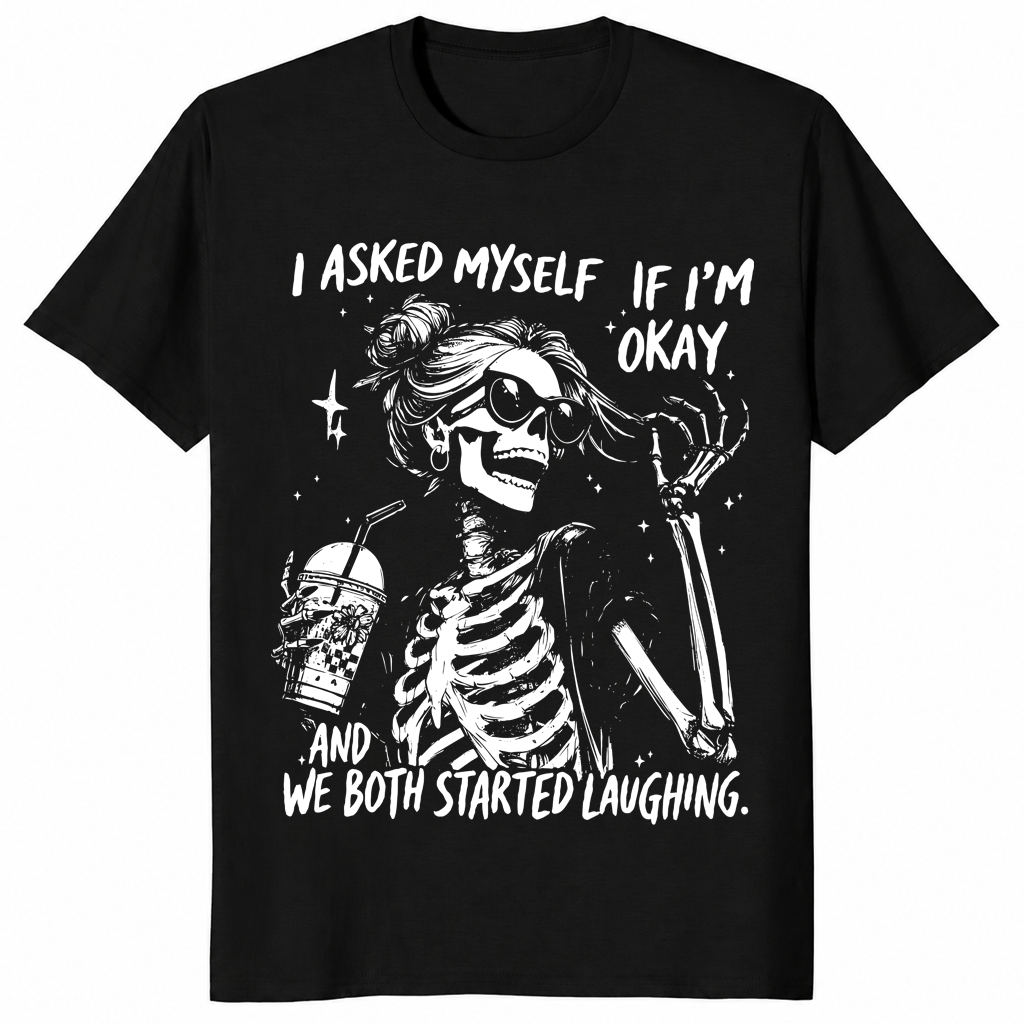 Sarcastic skeleton shirt in black