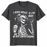 Sarcastic skeleton shirt dark heather grey