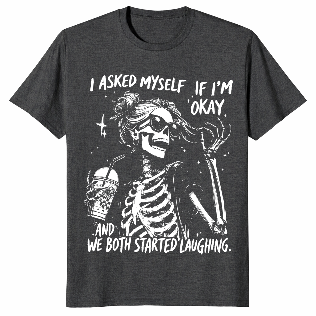 Sarcastic skeleton shirt dark heather grey