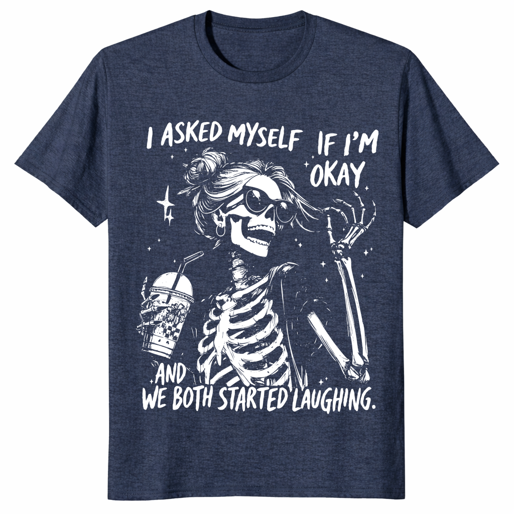 Sarcastic skeleton shirt heather navy