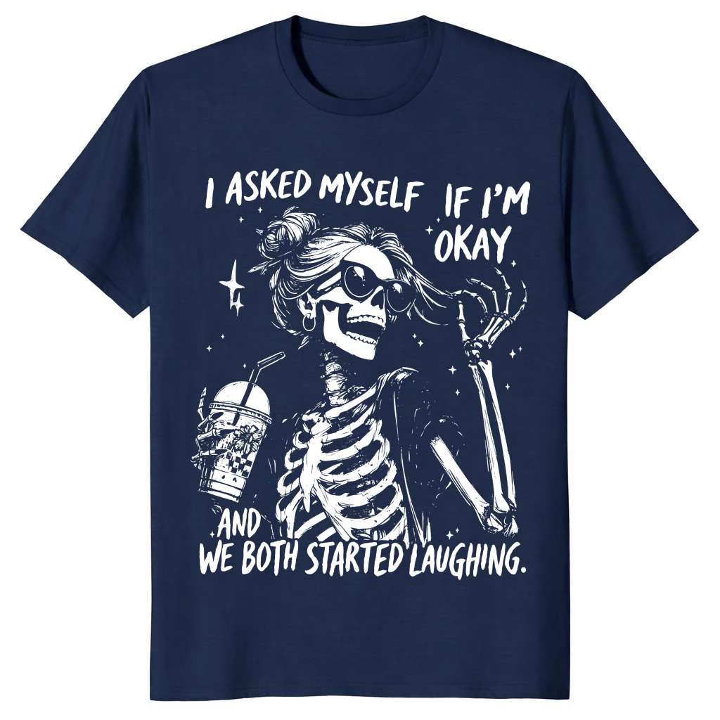 Sarcastic skeleton shirt in navy