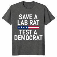Funny political t shirt with Save A Lab Rat Test A Democrat slogan and patriotic graphic detail