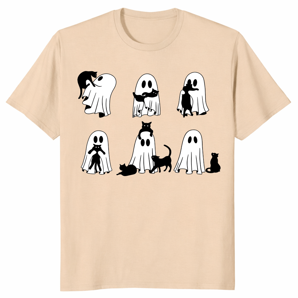 Black Cat Ghost Shirt | Cute Spooky Halloween Gift