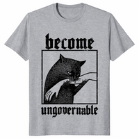 Become Ungovernable Shirt – Funny Vintage Cat Biting Hand Tee