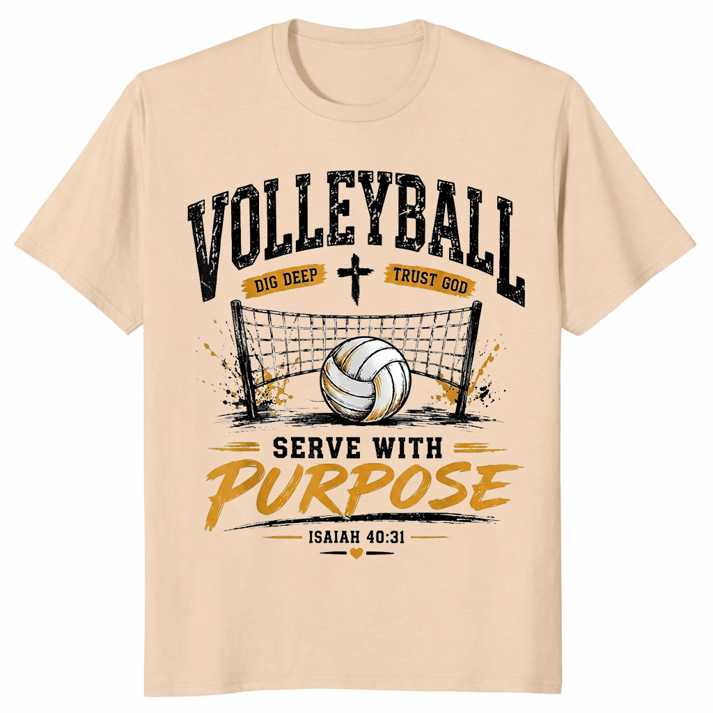 Serve with purpose volleyball shirt sand