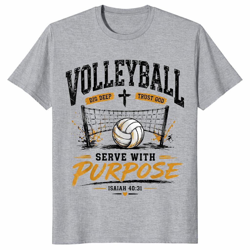 Serve with purpose volleyball shirt sport grey