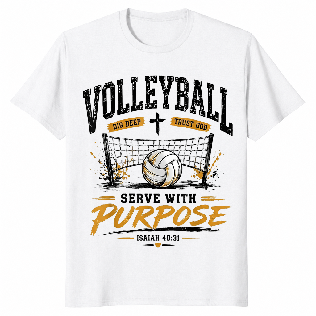 Serve with purpose volleyball shirt white
