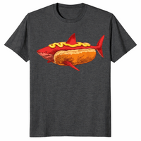 Shark Hot Dog shirt in dark heather grey