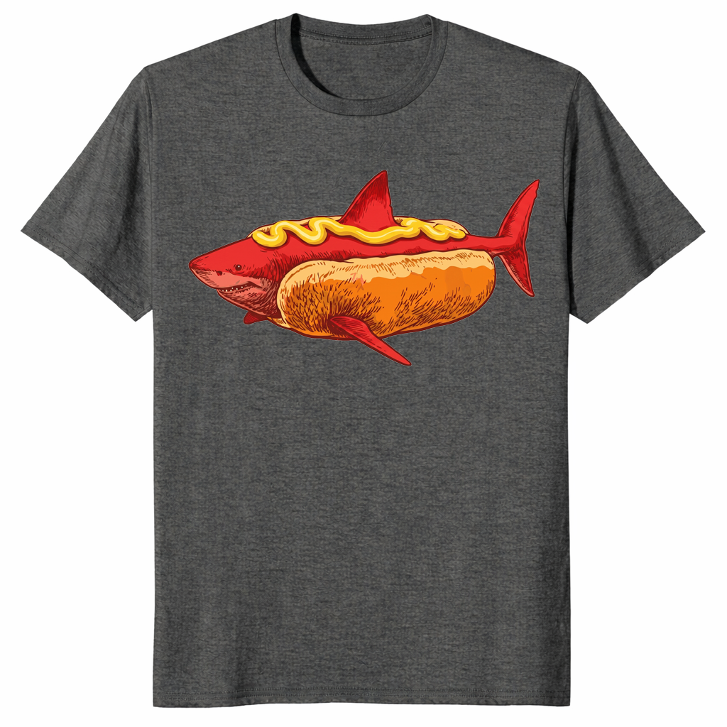 Shark Hot Dog shirt in dark heather