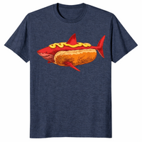Shark Hot Dog shirt in heather navy