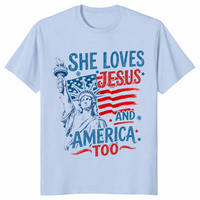 She loves Jesus and America too shirt light blue