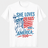 She loves Jesus and America too shirt in white