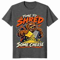 Shred some cheese shirt in dark heather, bear grating cheese graphic tee