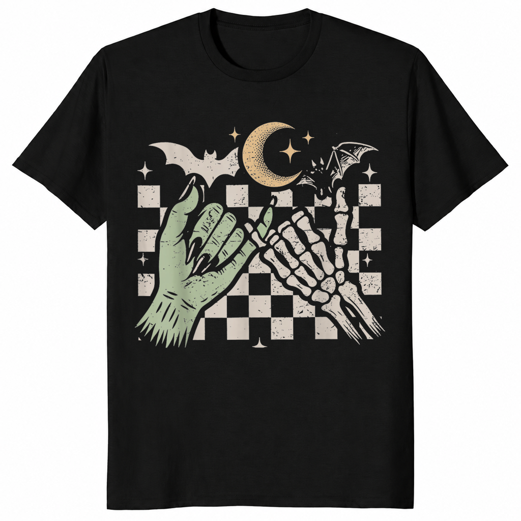 Skeleton bat halloween shirt black