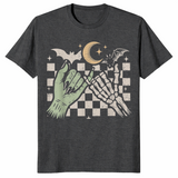 Skeleton bat halloween shirt dark heather grey