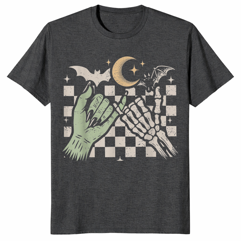 Skeleton bat halloween shirt dark heather grey
