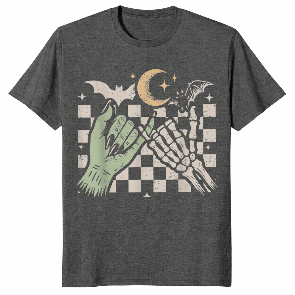 Skeleton bat halloween shirt dark heather