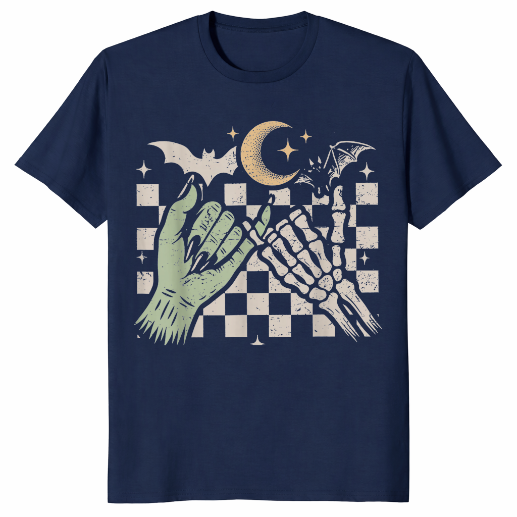 Skeleton bat halloween shirt navy