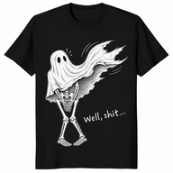 Skeleton ghost halloween shirt in Black