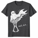 Skeleton ghost halloween shirt in Dark Heather Grey