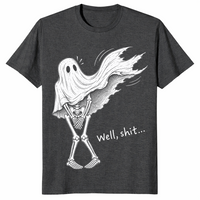 Skeleton ghost halloween shirt in Dark Heather Grey